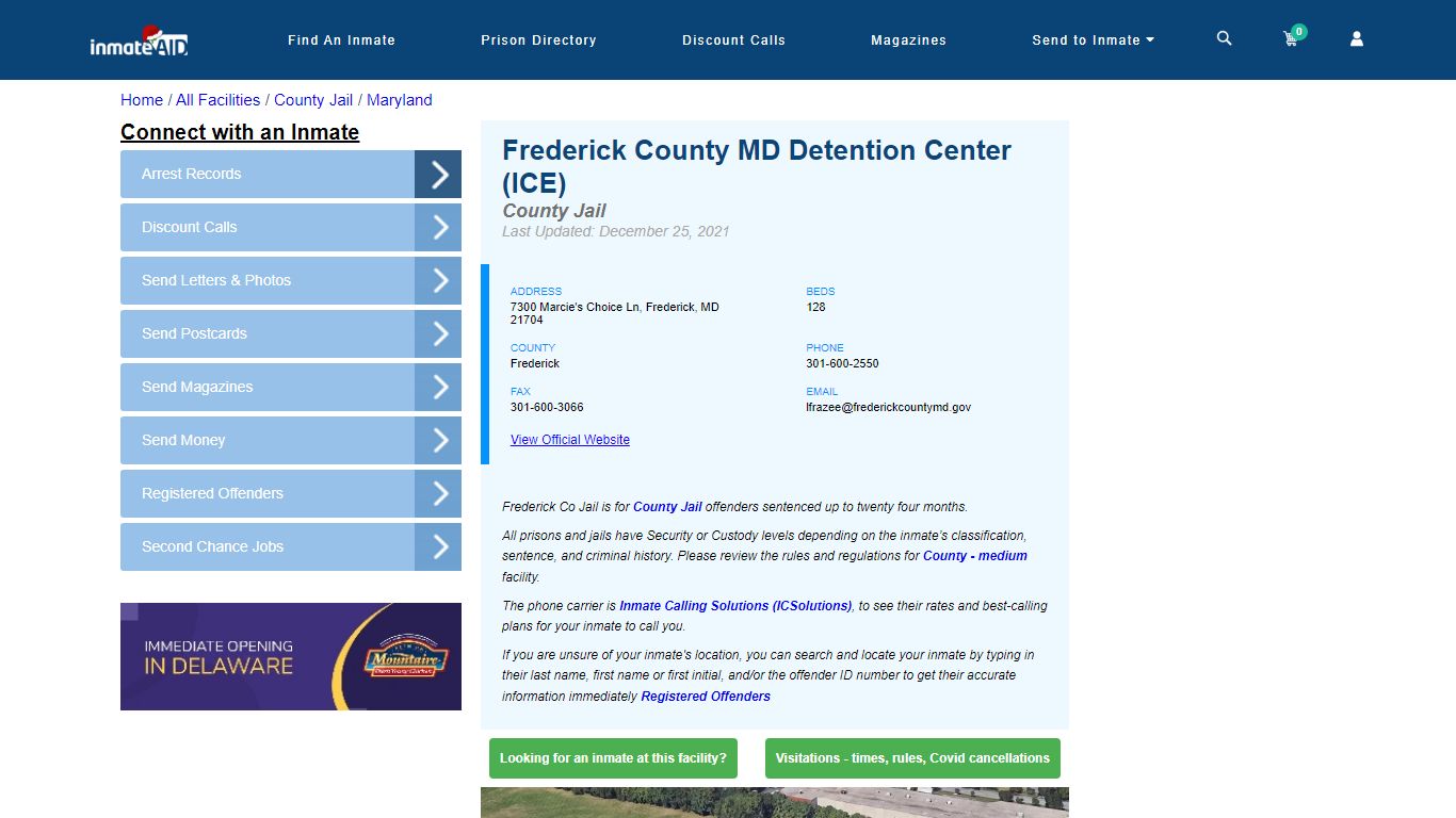 Frederick County MD Detention Center (ICE) - InmateAid